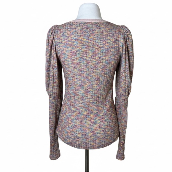 Anthropologie Puff Long Sleeve Knit Henley Top Multicolored Size X-Small XS - Picture 6 of 7